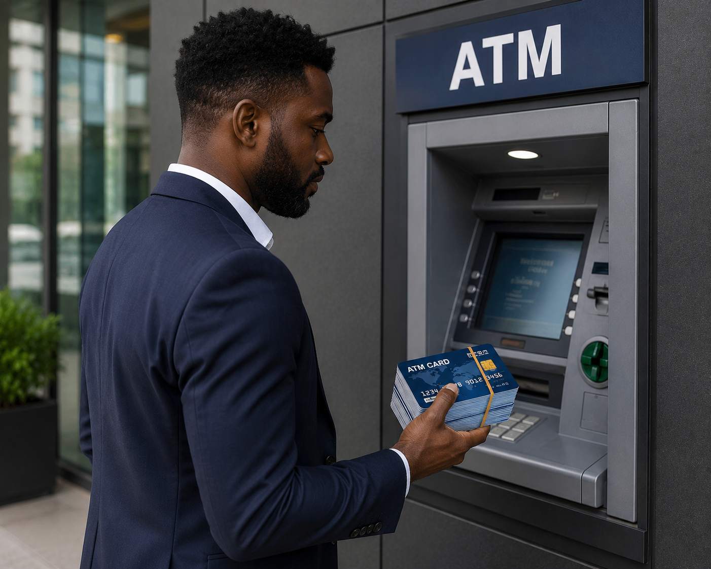 Customer using an ATM for a payment transaction